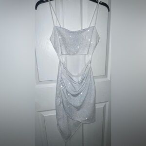 ❤️Windsor White w Sparkling Silver Homecoming  Dress Size Small